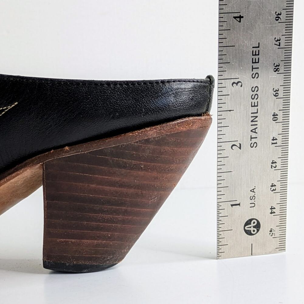 Charlie 1 Horse Shoes Womens 8.5 Black Mules Heels Leather Cowboy Slip On Pointy - Picture 13 of 16